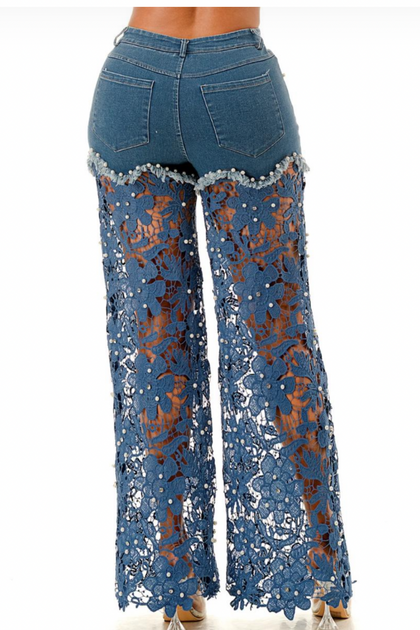 Lace Me Up - 041640 - denim with a blue lace – 10 Hours of Fashion