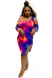 Paint Drops 081718 - curvaceous multi color tie dye*