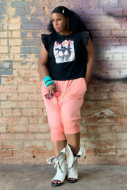 Girlie Flavor 080333 - black and red newspaper top