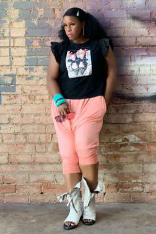 Girlie Flavor 080333 - black and red newspaper top