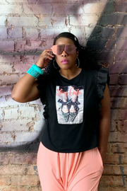 Girlie Flavor 080333 - black and red newspaper top