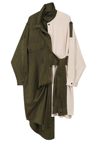 Mix and Match Mode 111642 - olive pinstripe and cream