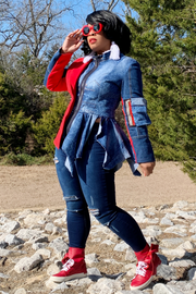 Traffic Jam 011202 - Custom Design red/denim* (NOW $165.00)
