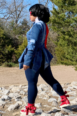 Traffic Jam 011202 - Custom Design red/denim* (NOW $165.00)