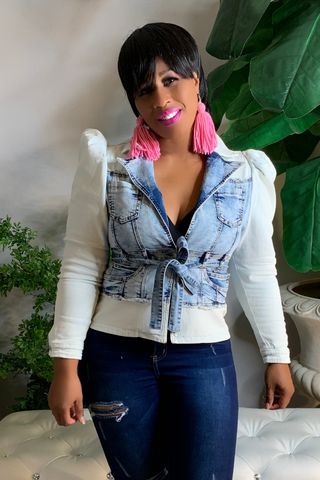 You Know Me 012611 - denim and white (NOW $42.99)*