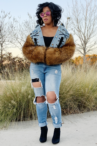 style 101710 -  denim and faux fur
